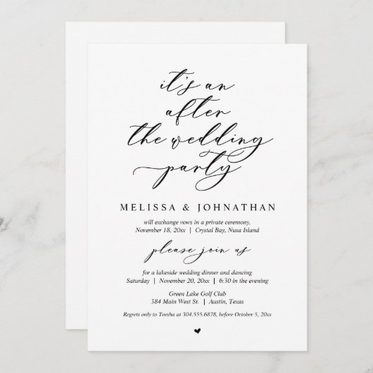 駆け落ちの後結婚のパーティー 招待状 (正面/裏面)
