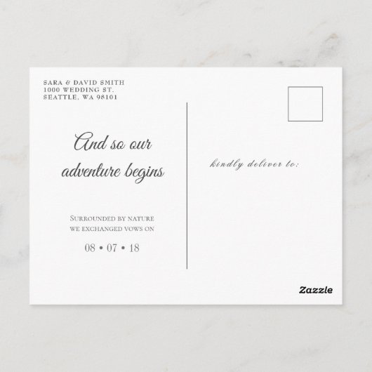 駆け落ちカスタムでの駆け落ち告知はがき ポストカード (裏面)