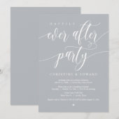 駆け落ちパーティー、ハッピーエバーアフターパーティー、ライトグレー 招待状 (正面/裏面)