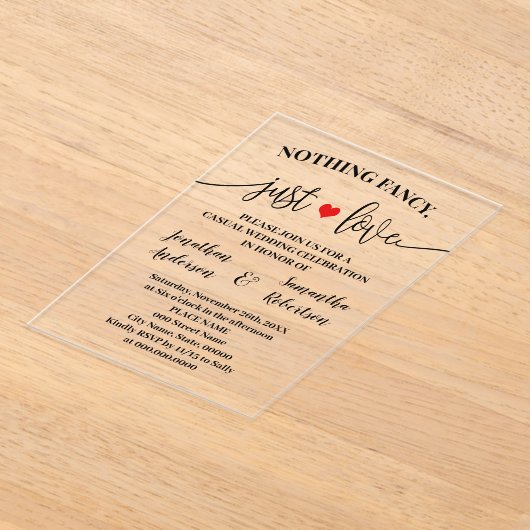 駆け落ちファンシーのミニマルな人は何も好まない アクリル招待状 (レイダウン)