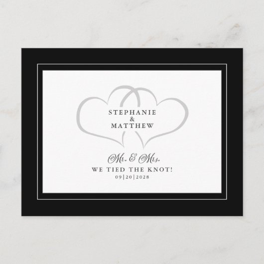 駆け落ちミスター・アンド・ミセス・白黒 インビテーションポストカード (正面)