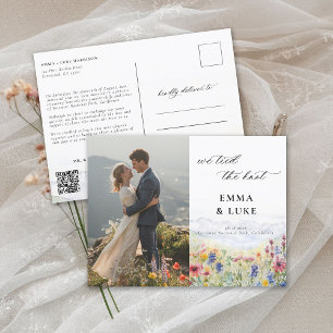 駆け落ちワイルドフラワーマウンテンフォト結婚QR ポストカード