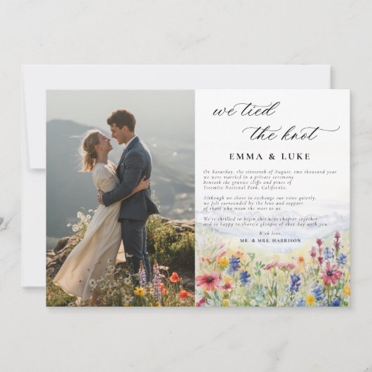 駆け落ちワイルドフラワーマウンテンフォト結婚QR 案内状 (正面)