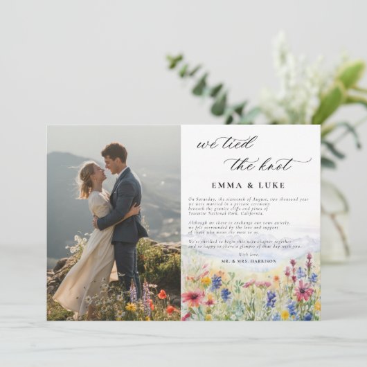 駆け落ちワイルドフラワーマウンテンフォト結婚QR 案内状 (スタンド正面)