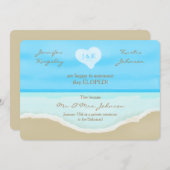 駆け落ち告知招待状ビーチ水の色 招待状 (正面/裏面)