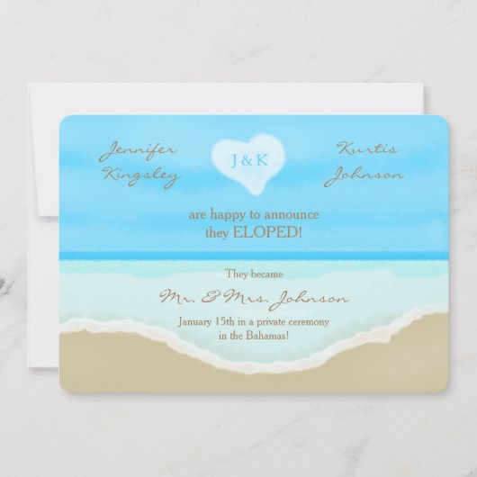 駆け落ち告知招待状ビーチ水の色 招待状 (正面)
