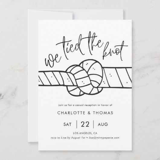 駆け落ち招待状、我々は結び目を結んだ 案内状 (正面)