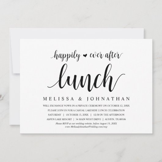 駆け落ち昼食の後結婚ずっと幸せに 招待状 (正面)