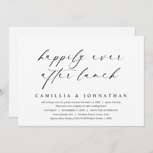 駆け落ち昼食の後結婚ずっと幸せに 招待状 (正面/裏面)