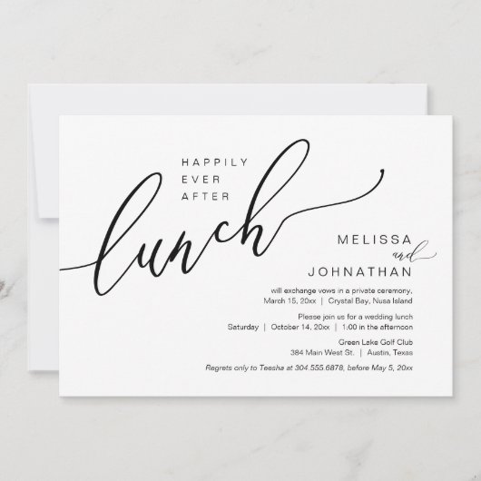 駆け落ち昼食の後結婚ずっと幸せに 招待状 (正面)