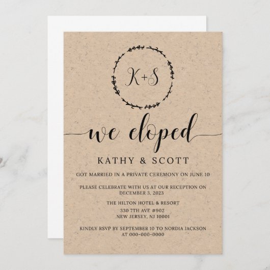 駆け落ち発表、我々は駆け落ちした 招待状 (正面/裏面)
