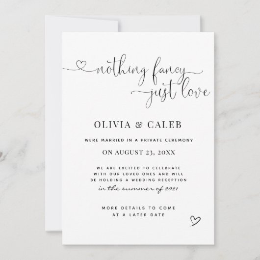 駆け落ち結婚の発表 招待状 (正面)