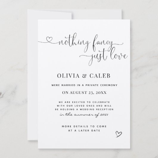 駆け落ち結婚の発表 招待状 (正面)