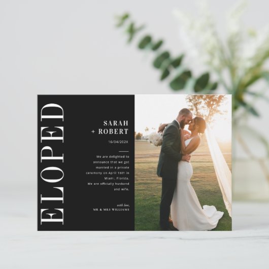 駆け落ち黒白結婚の発表 サンキューカード (スタンド正面)