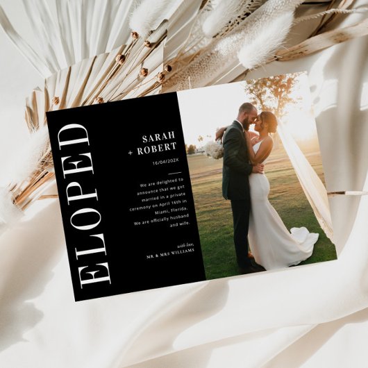 駆け落ち黒白結婚の発表 サンキューカード