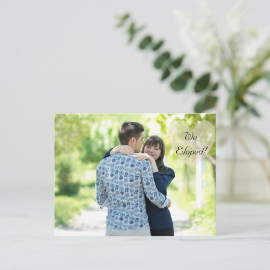 「駆け落ち」ま結婚たは駆け落ち告知 案内ポストカード (スタンド正面)