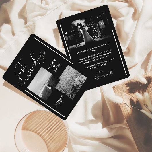 駆ミニマル落の告知 |黒モダン色 招待状