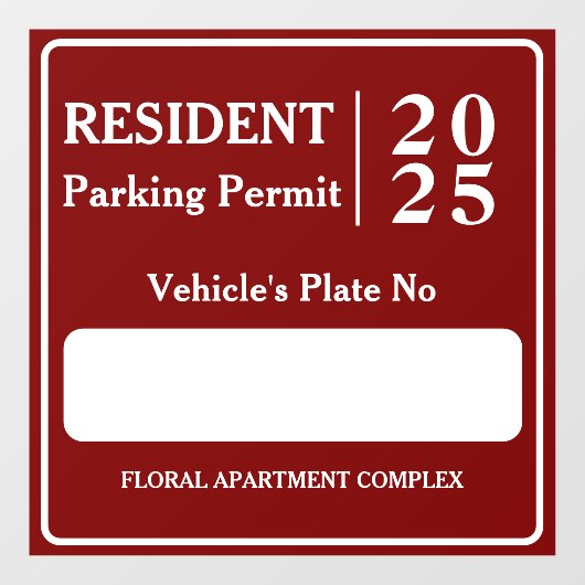 駐在員職員駐車許可車両ドア ウィンドウサイン (シート)