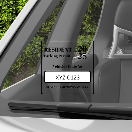 駐在員職員駐車許可車両ドア ウィンドウサイン