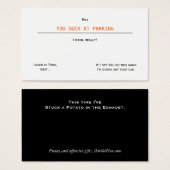 駐車場のおもしろい名刺に吸おいて失礼なユーモア (正面&裏面)