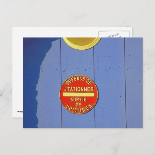 駐車禁止フランスの青のガレージドア ポストカード (正面/裏面)