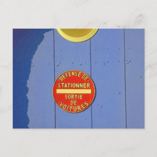 駐車禁止フランスの青のガレージドア ポストカード (正面)