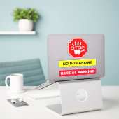 駐車禁止強制ストップ – 停止なし シール (デスク上のノートパソコン)