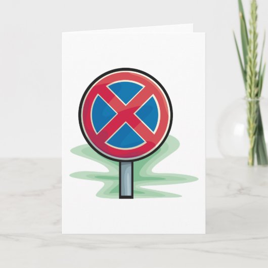 駐車禁止道路標識レッドブルー交通記号 カード (正面)