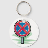 駐車禁止道路標識レッドブルー交通記号 キーホルダー (正面)