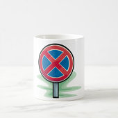 駐車禁止道路標識レッドブルー交通記号 コーヒーマグカップ (中央)