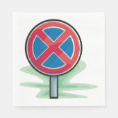 駐車禁止道路標識レッドブルー交通記号 スタンダードランチョンナプキン (正面)