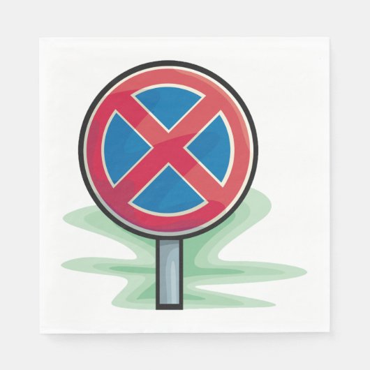 駐車禁止道路標識レッドブルー交通記号 スタンダードランチョンナプキン (正面)