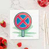 駐車禁止道路標識レッドブルー交通記号 スタンダードランチョンナプキン