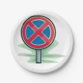 駐車禁止道路標識レッドブルー交通記号 ペーパープレート (正面)