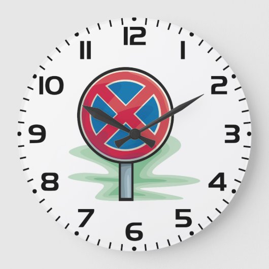 駐車禁止道路標識レッドブルー交通記号 ラージ壁時計 (正面)