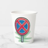 駐車禁止道路標識レッドブルー交通記号 紙コップ (正面)