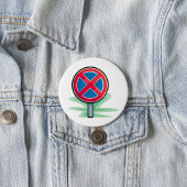 駐車禁止道路標識レッドブルー交通記号 缶バッジ