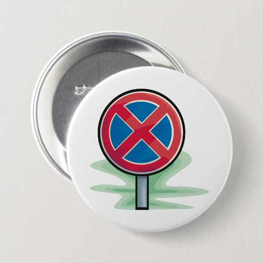 駐車禁止道路標識レッドブルー交通記号 缶バッジ (正面&裏面)