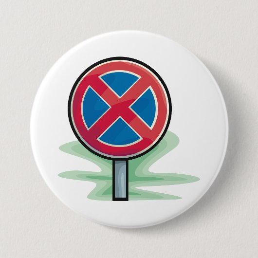 駐車禁止道路標識レッドブルー交通記号 缶バッジ (正面)