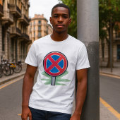 駐車禁止道路標識レッドブルー交通記号 Tシャツ
