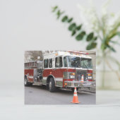 駐車赤い消防車 ポストカード (スタンド正面)