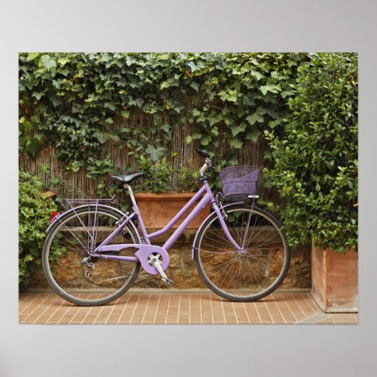 駐輪自転車，ピエンツァ，イタリア，トスカーナ ポスター (正面)