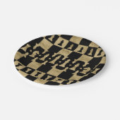 駒パターン-黒および金ゴールド ペーパープレート (アングル)