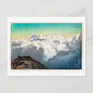 駒ヶ岳山頂、駒ヶ岳の峰、吉田、ウッドカット ポストカード