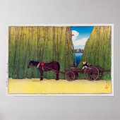 駒形河岸、駒形盛土、川瀬蓮井、ウッドカット ポスター (正面)