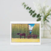 駒形河岸、駒形盛土、川瀬蓮井、ウッドカット ポストカード (スタンド正面)