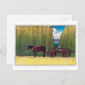 駒形河岸、駒形盛土、川瀬蓮井、ウッドカット ポストカード (正面/裏面)