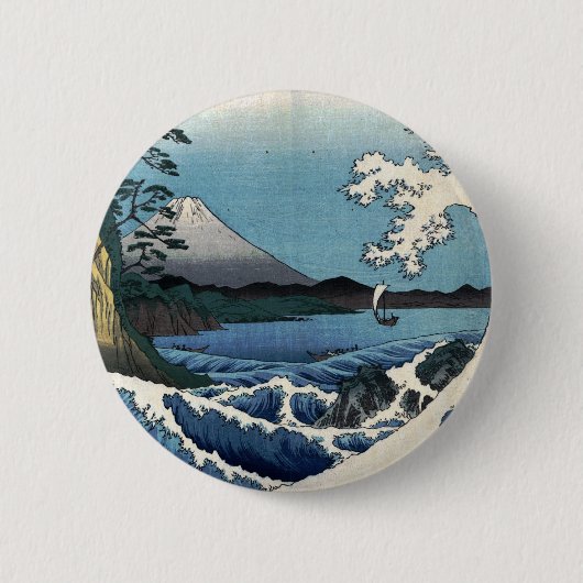 駿河国薩田沖の広重 缶バッジ (正面)