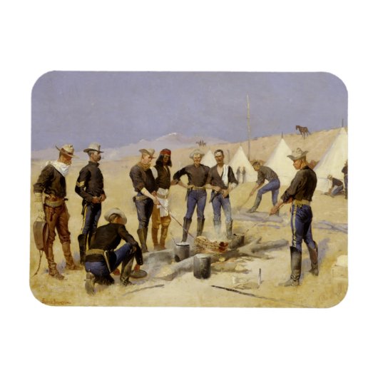 騎兵キャンプでクリスマスビーフを焙煎 マグネット (横)