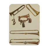 騎兵トランペット、ラッパ、ジラの金箔を貼ったトランペット マグネット (縦)